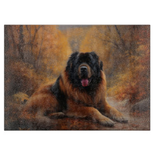Tibetan Mastiff in Autumn Leaves Fall Inspire Cutting Board