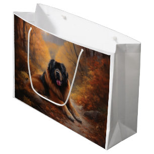 Tibetan Mastiff in Autumn Leaves Fall Inspire Large Gift Bag