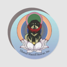 Tibetan Mastiff Lotus Flower Logo Round Car Magnet