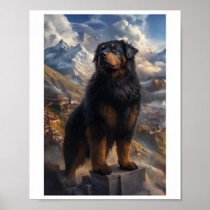 Tibetan Mastiff Mountain View Sticker  Poster