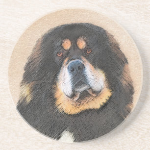 Tibetan Mastiff Painting - Cute Original Dog Art Coaster