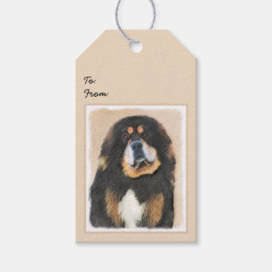 Tibetan Mastiff Painting - Cute Original Dog Art Gift Tags