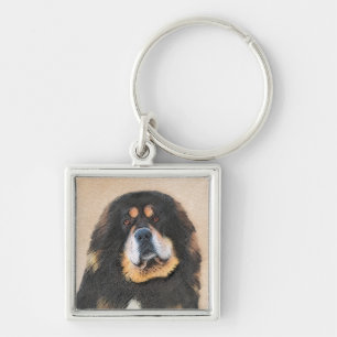Tibetan Mastiff Painting - Cute Original Dog Art Key Ring