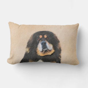 Tibetan Mastiff Painting - Cute Original Dog Art Lumbar Cushion