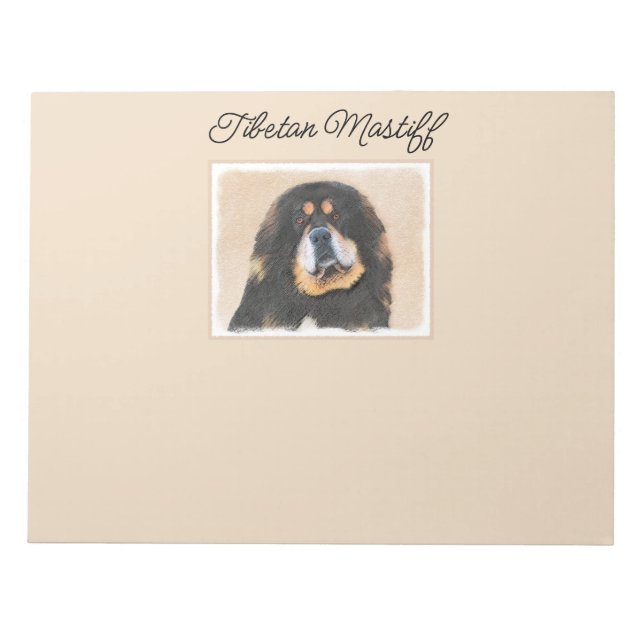 Tibetan Mastiff Painting - Cute Original Dog Art N Notepad (Front)