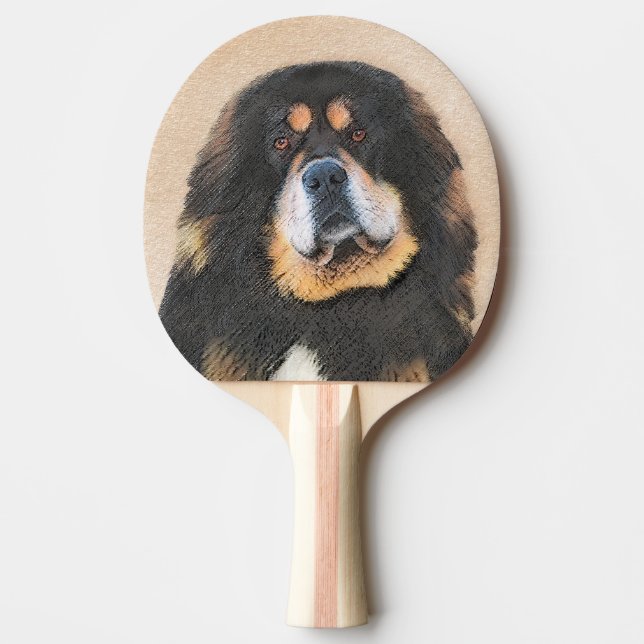 Tibetan Mastiff Painting - Cute Original Dog Art Ping Pong Paddle (Front)