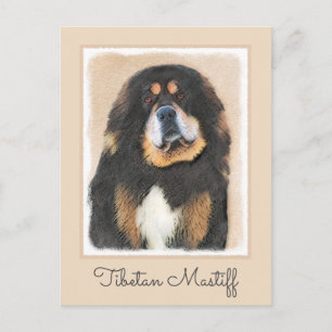 Tibetan Mastiff Painting - Cute Original Dog Art Postcard