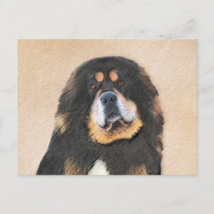 Tibetan Mastiff Painting - Cute Original Dog Art Postcard