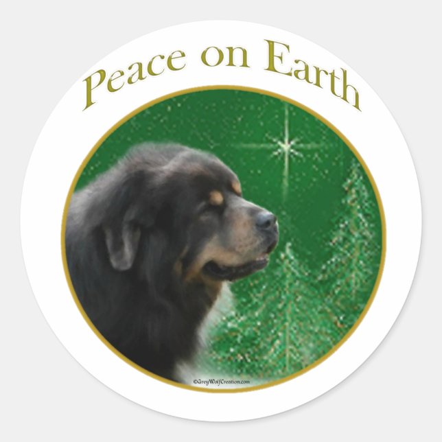 Tibetan Mastiff Peace Classic Round Sticker (Front)