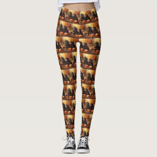 Tibetan Mastiff Puppy Autumn Delight Pumpkin Leggings