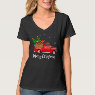 Tibetan Mastiff Red Truck Christmas Tree Xmas Dog T-Shirt