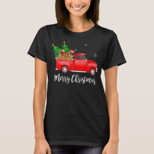 Tibetan Mastiff Red Truck Christmas Tree Xmas Dog T-Shirt