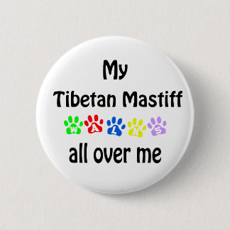 Tibetan Mastiff Walks Design 6 Cm Round Badge