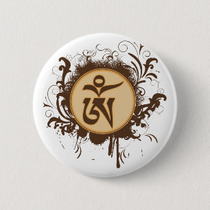 Tibetan Om 6 Cm Round Badge