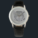 Tibetan Pallas Cat Wild Animals Wristwatch<br><div class="desc">This face of this watch features a grey background and a hand-drawn sketch style illustration of a Tibetan Pallas Cat. Makes a unique gift for anyone who loves wild animals. The Tibetan Pallas Cat was named after Peter Simon Pallas and is wild cat native to Tibet. They also go by...</div>