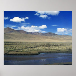 Tibetan Plateau River and Range Poster
