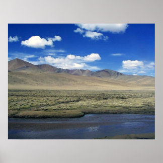 Tibetan Plateau River and Range Poster