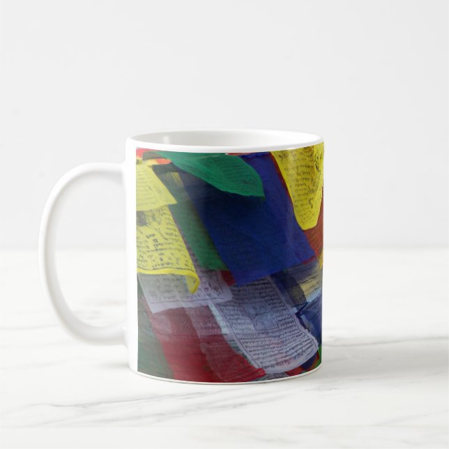 Tibetan Prayer Flags At Boudhanath Stupa Nepal Coffee Mug (Left)