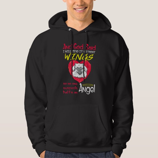 Tibetan Spaniel Angel Without Wings Hoodie (Front)