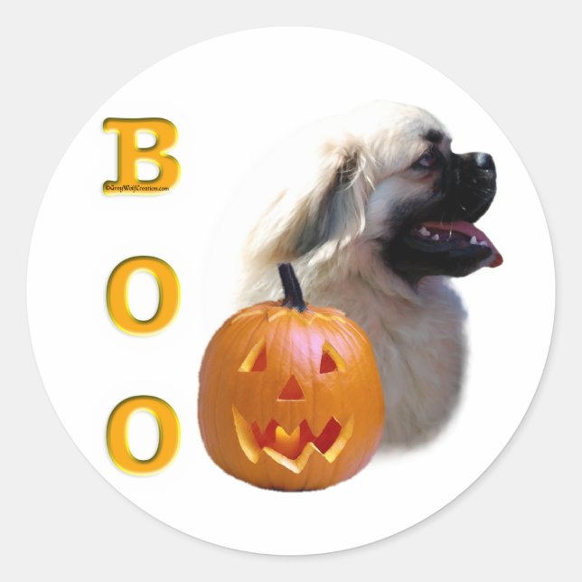 Tibetan Spaniel Boo Classic Round Sticker (Front)