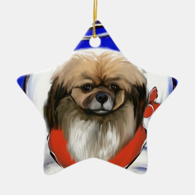 Tibetan Spaniel Ceramic Tree Decoration (Front)
