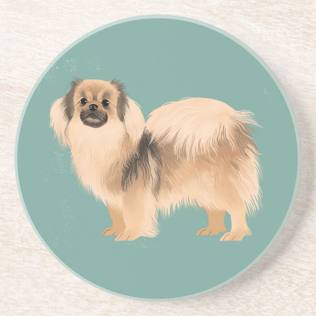 Tibetan Spaniel (Dark Sable Colour) Coaster (Front)