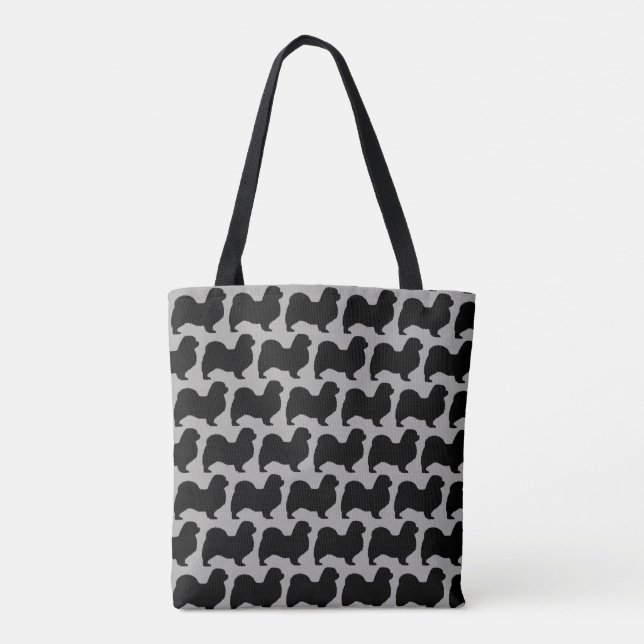 Tibetan Spaniel Dog Breed Silhouettes Pattern Tote Bag (Back)