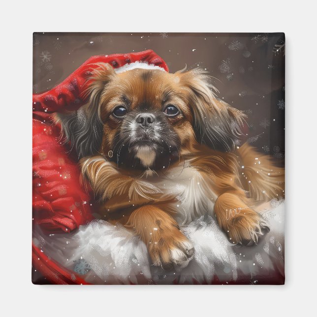 Tibetan Spaniel Dog Christmas Festive Magnet (Front)