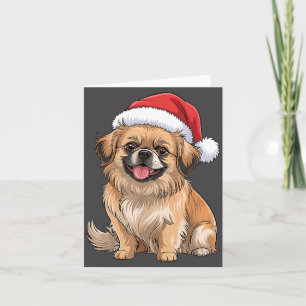 Tibetan Spaniel Dog Christmas Santa Hat Pet Dog Lo Card