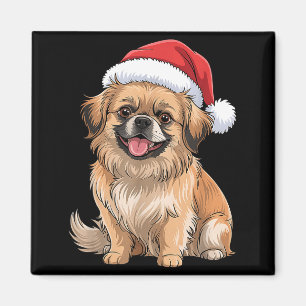 Tibetan Spaniel Dog Christmas Santa Hat Pet Dog Lo Magnet