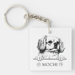 Tibetan Spaniel Dog Hand Drawing Personalised Key Ring