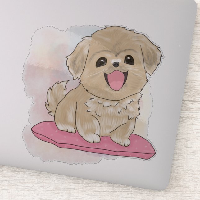 Tibetan Spaniel dog watercolor  (Detail)