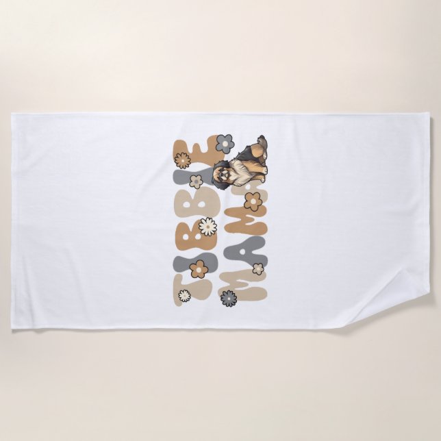 Tibetan Spaniel Groovy Tibbie Mama Beach Towel (Front)
