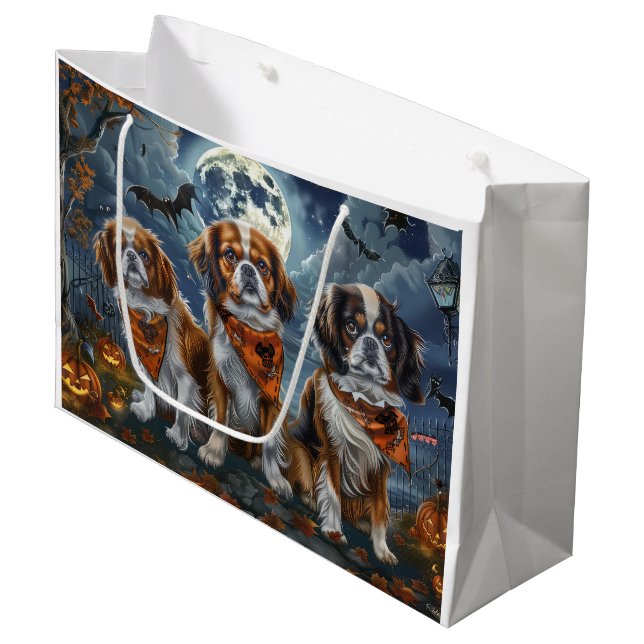 Tibetan Spaniel Halloween Spooky  Large Gift Bag (Front Angled)