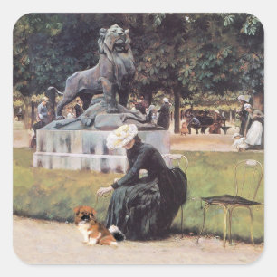 Tibetan Spaniel in the Park Square Sticker