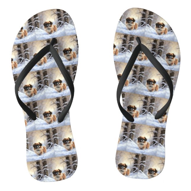 Tibetan Spaniel Let It Snow Christmas  Jandals (Footbed)