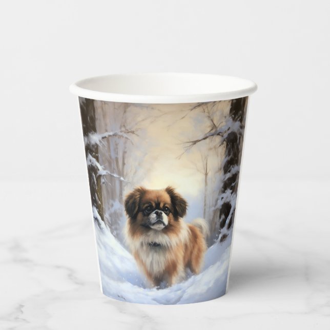 Tibetan Spaniel Let It Snow Christmas  Paper Cups (Front)