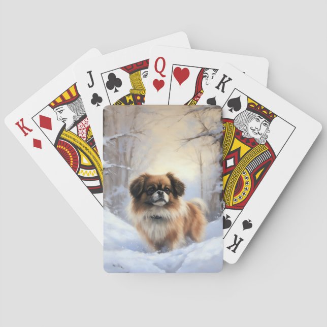 Tibetan Spaniel Let It Snow Christmas  Playing Cards (Back)