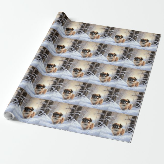 Tibetan Spaniel Let It Snow Christmas  Wrapping Paper (Unrolled)