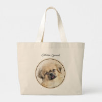Tibetan Spaniel Painting Cream and White Dog Art