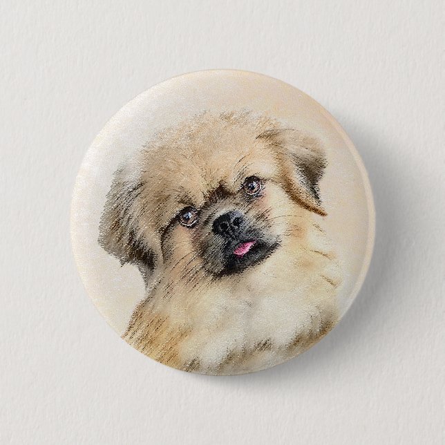 Tibetan Spaniel Painting - Cute Original Dog Art 6 Cm Round Badge (Front)