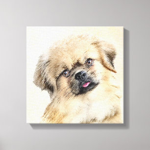 Tibetan Spaniel Painting - Cute Original Dog Art Canvas Print