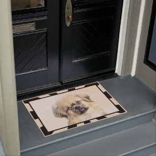 Tibetan Spaniel Painting - Cute Original Dog Art Doormat