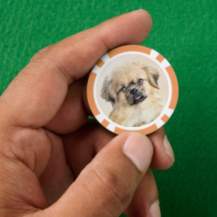 Tibetan Spaniel Painting - Cute Original Dog Art Poker Chips