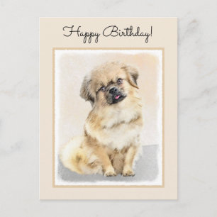 Tibetan Spaniel Painting - Cute Original Dog Art Postcard