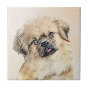 Tibetan Spaniel Painting - Cute Original Dog Art Tile