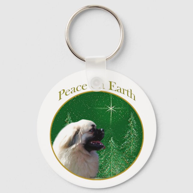 Tibetan Spaniel Peace Key Ring (Front)
