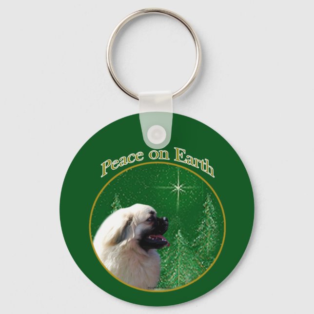 Tibetan Spaniel Peace Key Ring (Front)