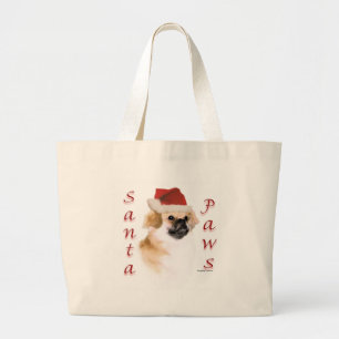 Tibetan Spaniel Santa Paws Large Tote Bag