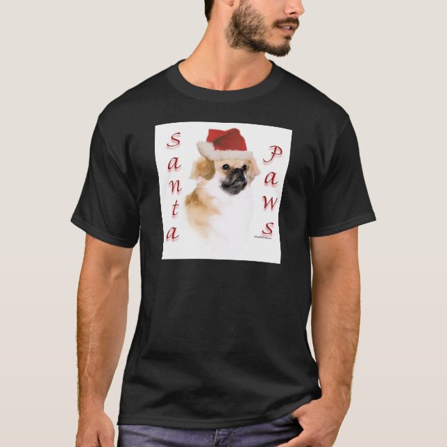 Tibetan Spaniel Santa Paws T-Shirt (Front)